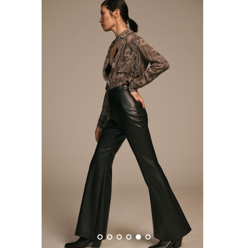 Anthropologie Hutch Faux Leather Pants New Black Flare Size 8 Medium Anthro NWT - Picture 8 of 10